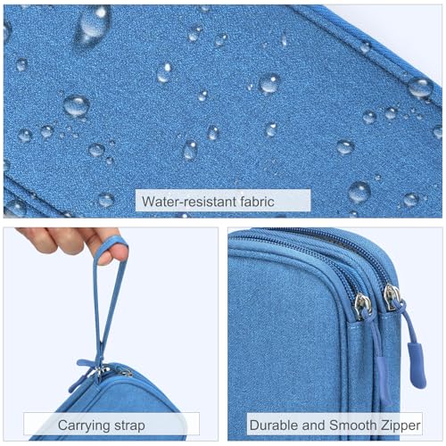 FYY Electronic Organizer, Travel Tech Pouch Bag, Cable Organizer Cyan | Wrist Strap, Waterproof, Double Layers Portable Electronics Travel Carrying Case for Cord, Charger, Daily Business Trips Use - color: Cyan, size: Small