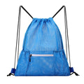 Mesh Sports Drawstring Bag, Large Breathable Gym Sack for Boxing Gloves, Boxing Equipment, Shoes & Training Gear, Lightweight & Durable (Blue) - color: Blue