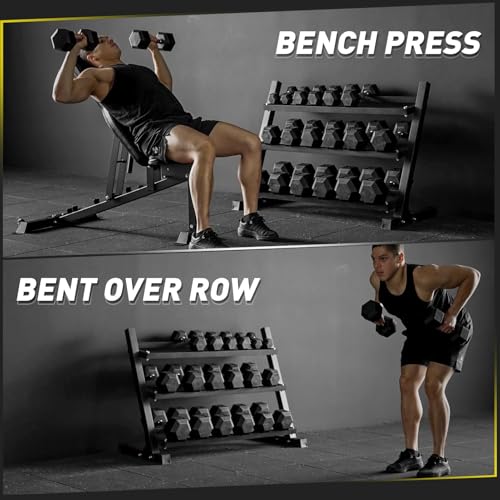 Mikolo Dumbbell Sets with Rack, Rubber Hex Dumbbells, Multiple Choices in 160/200/380/450/550LB, Hand Weights with Chrome Handle for Strength Training - style: RACK ONLY (Large / Max for 550lb)