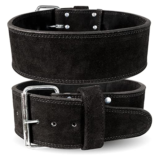 SERIOUS STEEL FITNESS Leather Weight Lifting Belt | Powerlifting, Weightlifting & Exercise Belt | 4" Wide & 10mm Thick - color: Premium Single Prong, size: Large