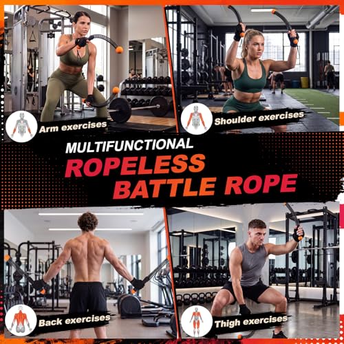 Lewtemi 14 Pcs Weighted Ropeless Battle Ropes Set Portable Cordless Battle Ropes Set Heavy Duty Exercise Equipment with Poster for Home Gym, HIIT Cardio and Weight Loss, Low-Impact Aerobic Training