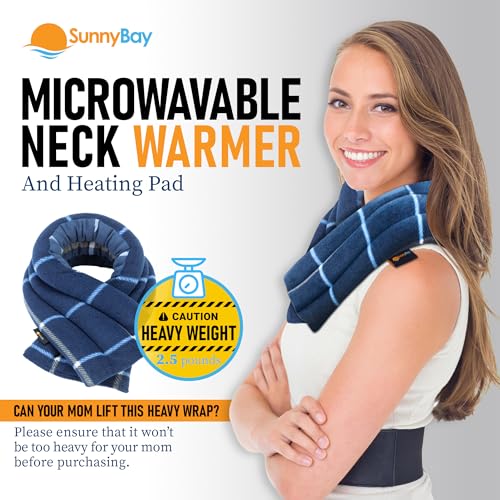 SunnyBay Microwave Heating Pad, 26" Long Microwavable Neck Wrap & Heat Pack for Moist Hot Therapy, Heated Neck Warmer for Neck, Shoulder & Back Pain Relief, Flaxseed Filling, 26x6, Ocean Blue - color: 6x26 Unscented - Ocean Blue