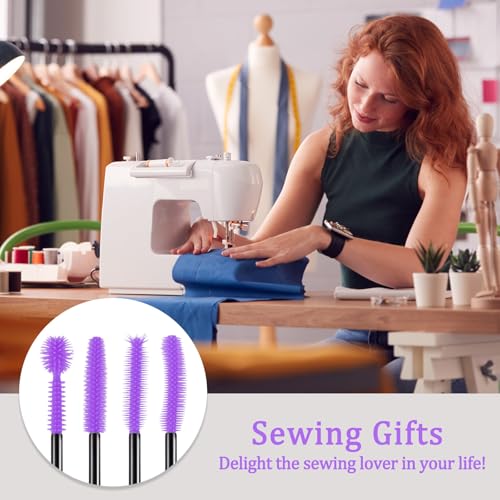 FJW Machine Cleaning Brushes, Reusable Silicone Dense Bristles Clean Brush for Sewing Machine Internal and Spool Area, The Every Nook and Cranny Sewing Machine Cleaning Tools 20 PCS Purple - color: Purple
