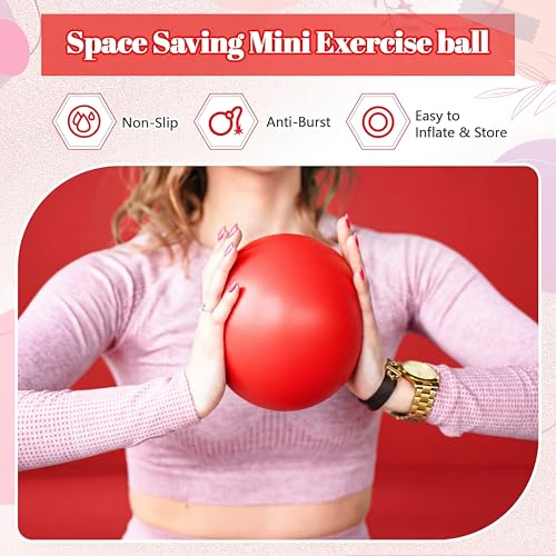 Sotiff 20 Pcs 9 Inch Pilates Ball Bulk Exercise Pilates Ball Mini Yoga Balls Therapy Core for Stability Barre Training Stretching Physical Posture Training Gym Workout with Inflation Tube - color: Red