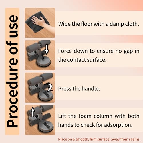 Sit Up Bar Foot Holder, Height Adjustable – Sit Up Assistance Device with 2 Strong Suction Cups – Essential Ab Workouts & Core Exercise Equipment for Home Workouts (Black)