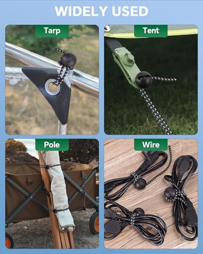 18 Inch Adjustable Ball Bungee Cords, Easy to Adjust from 1" to 18", 40 PCS Ball Tie Downs with UV-Resistance & Superior Elasticity, Great for Tarp, Tent, Pole, Cargo, Holding Wire and Hose, etc - size: 18 Inch, style: Ball Bungee
