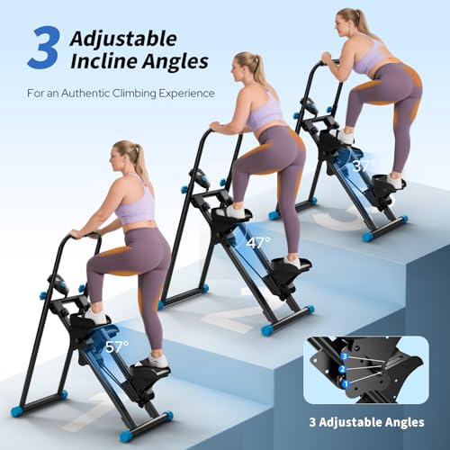 ZCMHAXJ Foldable Stair Stepper for Home, Adjustable Stair Climber with 4 Heights & 3 Angles, Compact Folding Vertical Stair Master for Exercise at Home for Full-Body Workout - color: Black