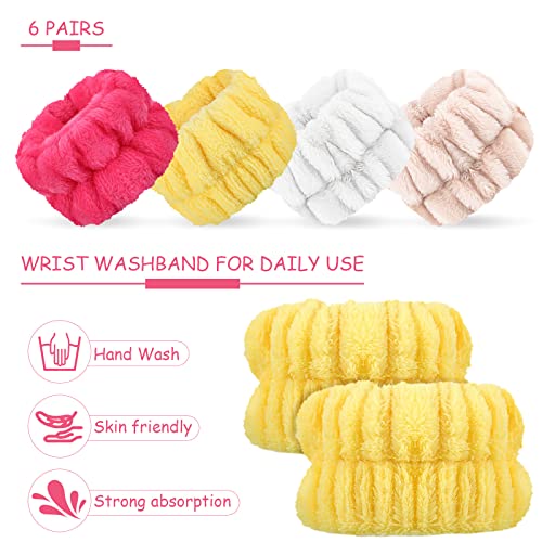 Chuangdi 4 Pairs Wrist Bands for Washing Face Wrist Spa Microfiber Wash Towel Band Scrunchies Absorbent Wristbands Sweatband for Women Prevent Liquid from Spilling(Bright Colors) - color: Bright Colors