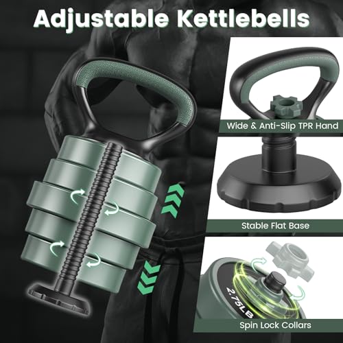 GYMAX Adjustable Dumbbell Set, 4 in 1 Free Weight Set with Connector, 92/47 LBS Used As Dumbbells, Barbells, Kettlebells, Push up Stands, Weight Lifting Training Equipment for Home Gym Workout Exercise - color: 47 LBS