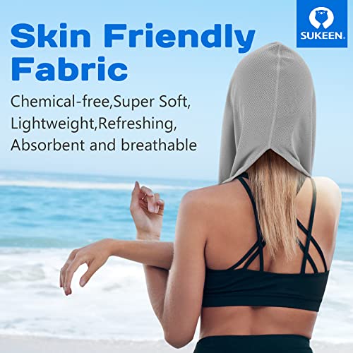 Sukeen Cooling Hoodie Towel, Absorbent Quick-Drying Cooling Towels for Neck and Face, UV Sun Protection Cooling Neck Wraps Sport Head Cooling Towel Hot Weather - color: Grey