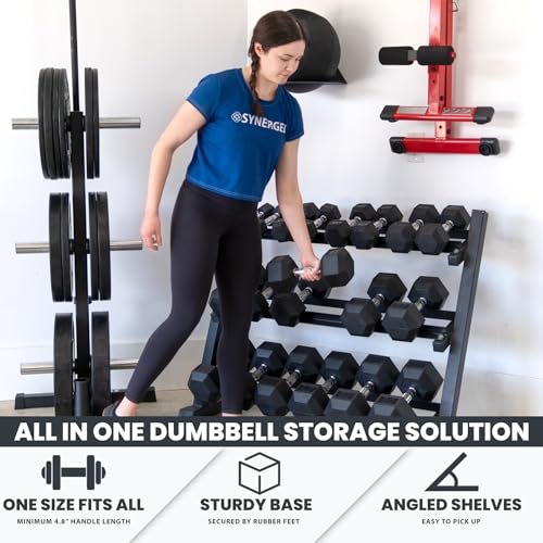 Synergee Dumbbell Rack – 3 Tier Adjustable Weight Storage - color: Large