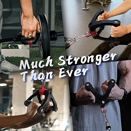 HXD-ERGO Double D Handle with Ergonomic Row Handle Cable Attachment | Anti-slip & Comfy Triangle V Bar Grip, LAT PullDown Attachments for Home Gym, Upper Muscle Exercise, 880lbs Capacity - color: Black