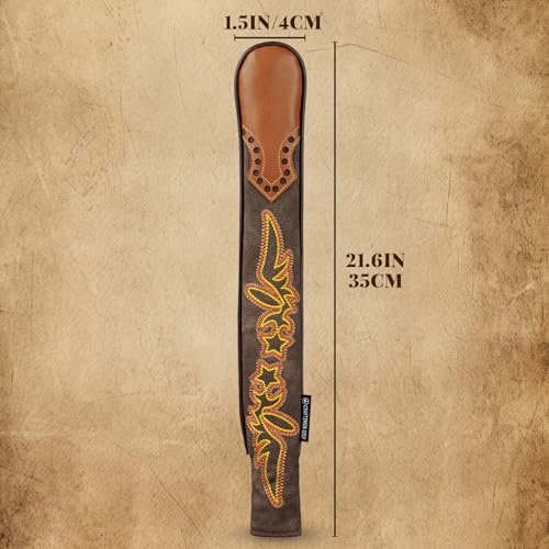 Craftsman Golf Cowboy Western Retro Brown Durable Golf Headcover Head Cover fits up to 460cc Driver for Fairway Wood Hybrids Rescue Putter Protector - style: Golf Alignment stick cover