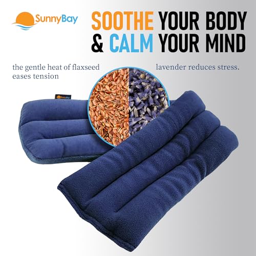 SunnyBay Lavender Microwave Heating Pad, Microwavable Neck Wrap & Heat Pack for Moist Hot Therapy, Heated Neck Warmer for Neck, Shoulder & Back Pain Relief, Flaxseed Filling, 26x6, Navy Blue - color: 6x26 Scented - Navy Blue