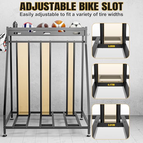 3 Bike Stand Steady Bike Rack Garage with Baskets Storage Indoor Bike Storage Rack Metal Floor Bicycle Station for Parking Suitable for Mountain, Hybrid, Adult and Kids Bikes - style: 3 Bike Stand