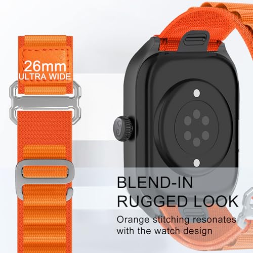 Alpine Loop Nylon Band - Compatible with Apple Watch Ultra 2/Ultra Bands 49mm 45mm 44mm for Men Women, Adjustable with Metal C Hook Strap for iWatch Ultra 2 iWatch Ultra Series 10 46mm SE/9/8/7/6/5 - color: Alpine/Bright Orange Titanium