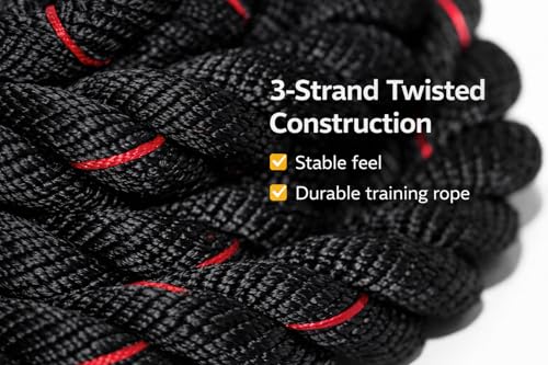 Weighted Battle Jump Rope, 10 FT Twisted Training Rope w/Thick Easy-Grip Handles, Full-Body Cardio + Strength Conditioning Rope (Choose 3 lb / 6 lb / 10 lb) - size: 2" x 10ft