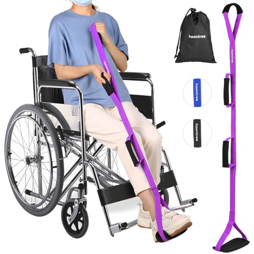 43 Inch Long Leg Lifter Strap with Padded Handgrips and Foot Loop,Rigid Leg Lifter for Hip&Knee Replacement Surgery Recovery,Mobility Aids Foot Lifter Easily Get in and Out of Bed,Car,Wheelchair - color: Pink, size: 43 inches