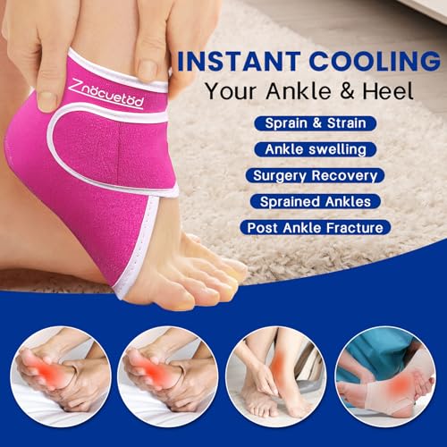 Ankle Ice Pack Wrap Reusable Gel Cold Compression for Foot Discomfort Ice Wrap for Feet Swelling and Recovery Plantar Fasciitis Achilles Tendonitis Sprained Ankles Heel Spur Pain Relief (Hot Pink) - color: Hot Pink