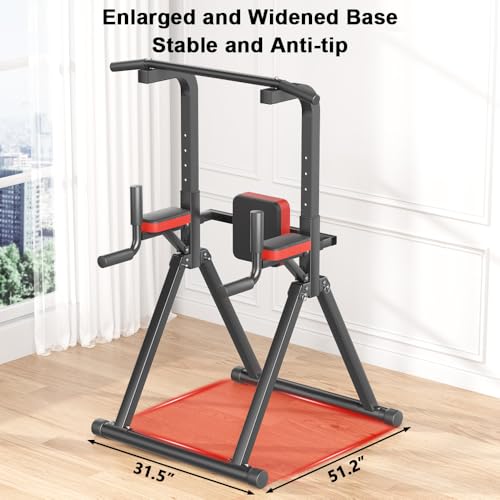 Foldable Power Tower, Adjustable Multifunction Pull Up Bar Dip Station Rack