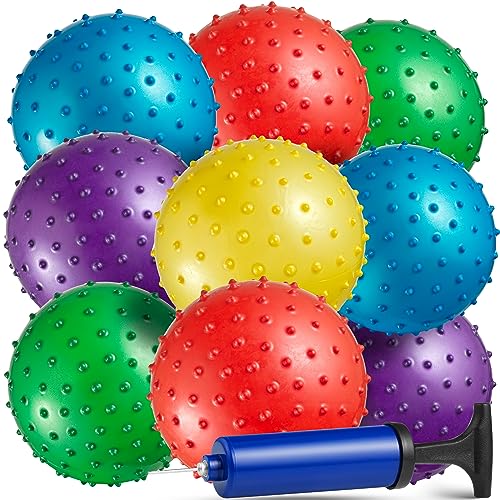 Bedwina Mini Knobby Balls - Bulk 5 Inch Sensory Balls and Spiky Massage Stress Balls with Pump, Fun Bouncy Ball Party Favors - style: 36-Pcs