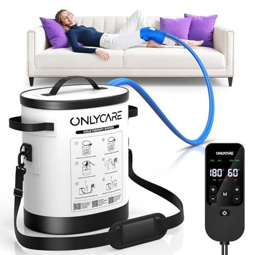 ONLYCARE Cold Therapy Machine, Ice Machine for Knee After Surgery | Portable Ice Therapy Machine with Quiet Pump, Large Cold Pad for Ankle, Arm Joints, Sports Injuries, Cryotherapy Pain Relief - color: Gray