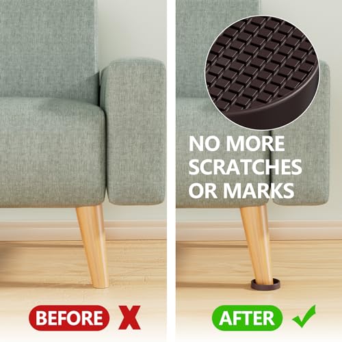 Non Slip Furniture Pads- 3"x3" Round Anti Skid Caster Cups Furniture Coasters, Anti-Sliding Grippers Floor Protectors for Furniture Bed, Couch, Chair Leg, Brown(Set of 4) - size: 3" 4pcs Brown