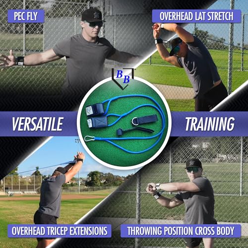 BB Bands Baseball Softball Resistance Training Bands - Arm Strength, Pitching Conditioning Equipment, 3 Strengths (Youth, Adult, Heavy), 7 Colors, Includes Anchor Strap, Door Mount, Bag, Workout Guide - color: Red, size: Adult