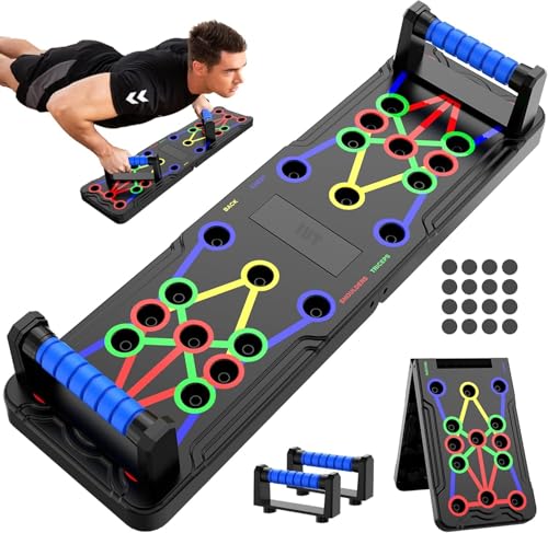 IUT Solid Push Up Board 15 in 1 Home Workout Equipment Multi-Functional Pushup Stands System Fitness Floor Chest Muscle Exercise Professional Equipment Burn Fat - color: M2-Blue Handle