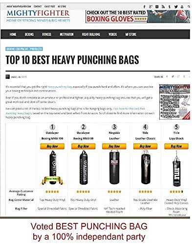 Outslayer 80 Pound Filled Punching Bag Boxing and MMA Made in USA - color: Black, style: Without Bottom D-Ring