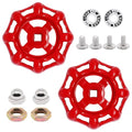 2 Pack Outdoor Faucet Handle, 9mm x 9mm (0.35" x 0.35") Square Stem Hole Faucet Handle Replacement, Cast Iron Round Wheel Water Spigot Handles Replacement with Screws Spacer (Red) - color: Red, size: 9mm x 9mm (2pcs)