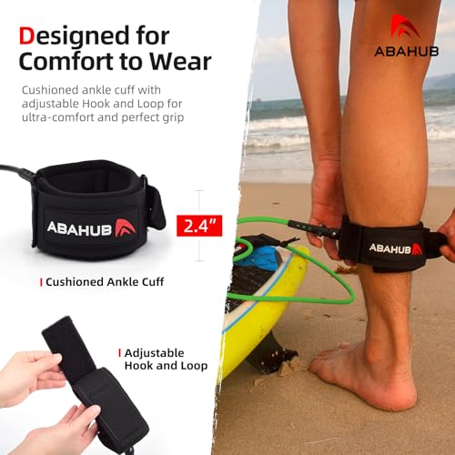 Abahub Surfboard Leash, 6/7/8/9/10 ft Straight Legrope Strap for Boards | Premium Surf Leash,Shortboard,Longboard,Durable,Tangle Free,Anti-Slip - color: Clear Blue Core, size: 6ft & 5.5mm