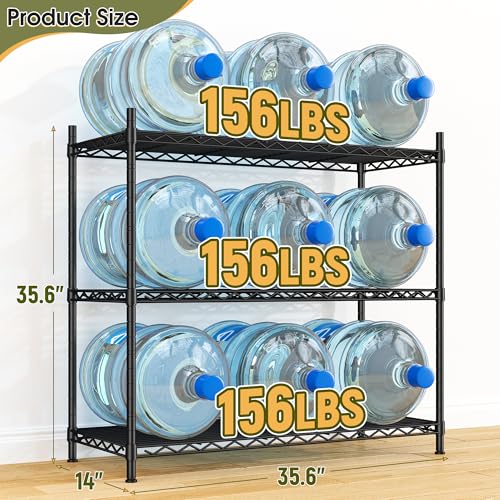 DurayLoly 35.6" W Storage Shelves, 3 Tier Adjustable Metal Shelving Unit Heavy Duty Steel Wire Rack for Kitchen,Laundry,Pantry,Office,Garage, Closet,Black(35.6" Wx14"Dx35.6"H) - size: Black-35.4"Wx13.9"Dx35.4"H