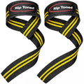 Rip Toned Lasso Lifting Straps for Weightlifting, 23¼" Padded | 1 Pair, cotton, non-latex neoprene. No break-in. Quick release. Deadlifts, rows, shrugs, pull-ups. Machine washable. - color: Yellow