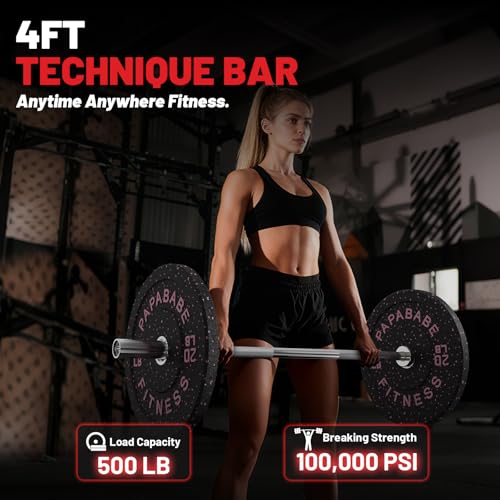 PAPABABE Olympic Barbell, 4ft/5ft/6ft/6.5ft Straight Barbell Womens Olympic Barbell for Strength Training and Technique Adjusting, 2 inch Olympic Bar with Moderate Knurling For Bench Press, Squats Curls Deadlifts Weightlifting - color: 4ft Straight Bar Si