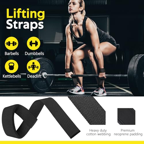 WALITO 8Pcs Barbell Pad Set for Hip Thrust - Squat Pad,Gym Accessories for Women with Bar Bad,Bench Press, with Gym Ankle Straps,Resistance Bands for Working Out,Lifting Strap,Carry Bag - color: Black