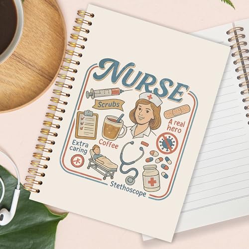OJMFHEGEE Nurse Spiral Notebook 5.5x8.3 in, Nurse Appreciation Week Gifts, Nursing Medical Hardcover Notebook Journal Gifts for Work Women - color: Journal Gifts for Work Women