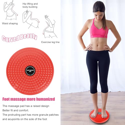 H H&J HUAJIAN Waist Whisper Disc,Body Twister Waist Twister Body Shaping Rotating Board for Women's Twisting Sports Equipment Aerobic Exercise Foot Massage - color: Red