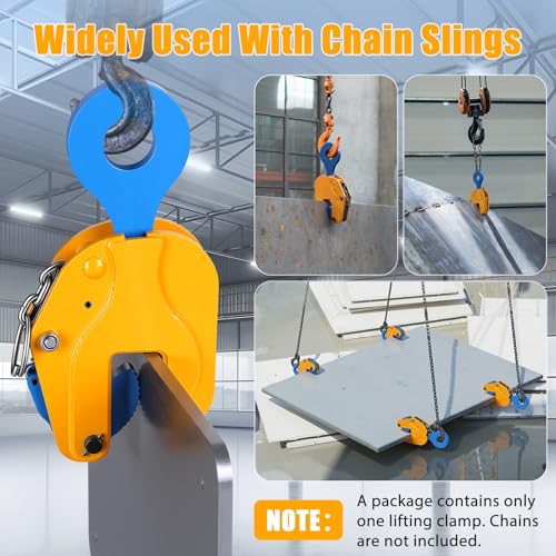 Steel Plate Clamp, 4400 lbs Heavy Duty Vertical Lifting Clamp, Fits 2 Inch Barbell Clamps & Weight Bars, Alloy Steel Sheet Metal Tool with Rigging Sling Compatibility for Gym & Industrial Use