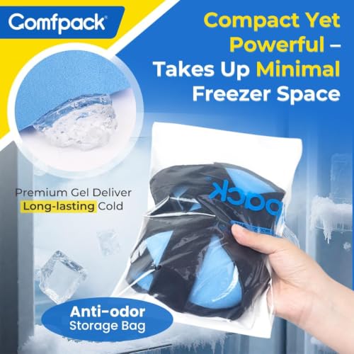 Comfpack Plantar Fasciitis Relief Ice Packs, 2PCS Heel Ice Pack Warp for Pain Relief with Heel & Sole Gel Coverage, Adjustable Hot Cold Therapy Foot Ice Pack Wrap for Heel Spur, Achilles Tendonitis