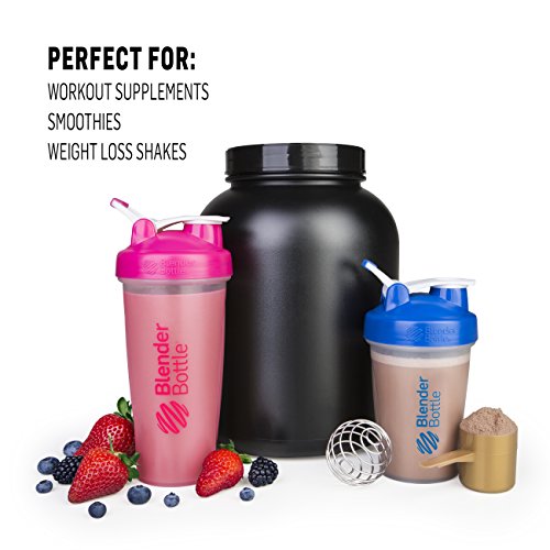 BlenderBottle Classic Shaker Bottle Perfect for Protein Shakes and Pre Workout, 20-Ounce, Clear/Black - color: Clear/Black/Black, size: 20 Ounces