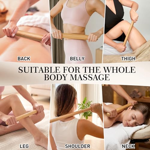 Bamboo Massage Sticks,Guasha Massage Roller Tool for Body Shaping & Relaxing Muscles 5pcs (0.59Inch*15Inch) - size: 0.59Inch*15 Inch