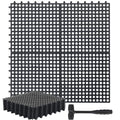 Drydiet 8 Pack Drainage Tiles Modular Interlocking Floor Tiles with 1 Pc Plastic Hammer 12" x 12" Cushion Mat Non Slip Rubber Floor mat with Holes for Pool Bathroom Deck Kitchen Patio (Black) - color: Black