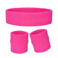 Sucrain 3 Pieces Sweatbands Set, 1 Pieces Sports Headband and 2 Pieces Wristbands,Wicking Sweat Head Band for Youth Womens Men - color: Pink