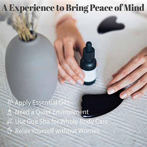 Rena Chris Guasha Massage Tool, 4 pcs Gua Sha Facial Tool, Guasha Board for SPA Acupuncture Therapy Trigger Point Treatment, Gua Sha Scraping Massage Tool (Black) - color: Black