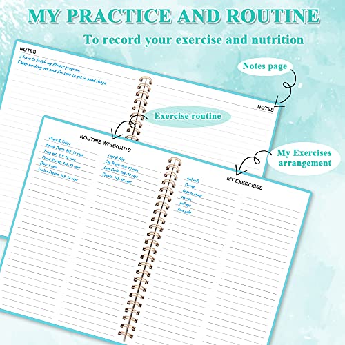 Workout Log for Women & Men - A5 Fitness Planner/Journal to Track Weight Loss, Workout Journal for GYM, Bodybuilding Progress - Daily Health & Wellness Tracker, Teal