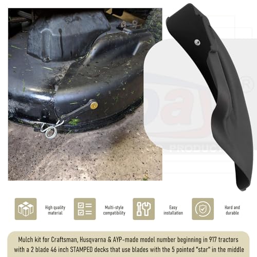 Karbay 532406581 Lawn Tractor 46-in Deck Mulch Cover Assembly Compatible with Craftsman Husqvarna AYP 46" Stamped Deck Mower, Replace 405454, 406581