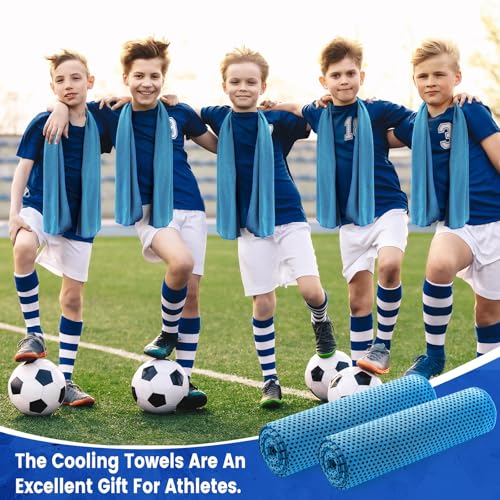 Hosuly 6 Pack Cooling Towels 40"x12" Ice Towel Cooling Neck Wraps Soft Breathable Chilly Stay Cool in Summer for Sports Yoga Golf Gym Activities(Light Blue) - color: Light Blue