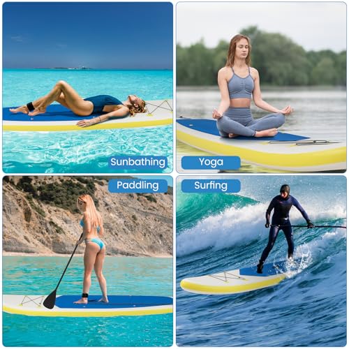 KOTEK 10FT/11FT Inflatable Paddle Board, SUP Paddleboard with Hand Pump, Safety Leash, Repair Kit, Carry Bag, Non-Slip EVA Deck, Stand Up Paddle Board for Youth & Adults - size: 11 FT, style: Reflex Blue