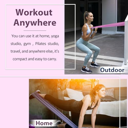 Resistance Bands for Physical Therapy, Bands for Working Out, Latex Free Elastic and Exercise Bands Set for Stretching, Suitable for Rehab, Yoga, Pilates, Gym, Home Exercise - color: Gradient Pink 5-80lbs - Includes Accessories